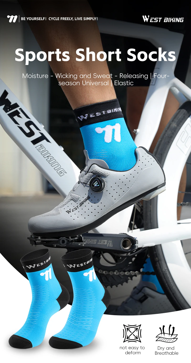 WEST BIKING Fahrradsocken für Männer und Frauen, Schnelltrocknende Sportsocken, 1/2/3 Paar, Atmungsaktive Lauf- und Fahrradausrüstung, EU-Größe 37-43 – Detail 1