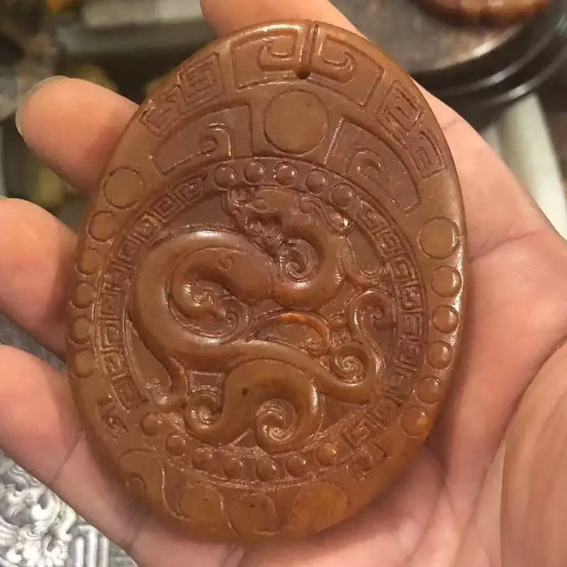 , ancient , old , natural Xiuyan jade carving, living room decorative ornament, phoenix pendant