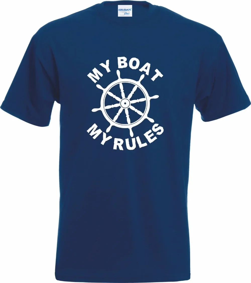 Camisetas 100% de algodón de manga corta en blanco, camiseta de regalo con estampado Digital de My Rules, camiseta divertida de capitán Skipper Boating yate