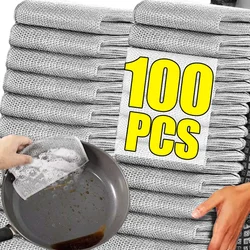 100/1pcs Steel Wire Cleaning Cloths Double-sided Thickened Metal Wires Rags Kitchen Pot Pan Dishwashing Cloth Towels Clean Tools