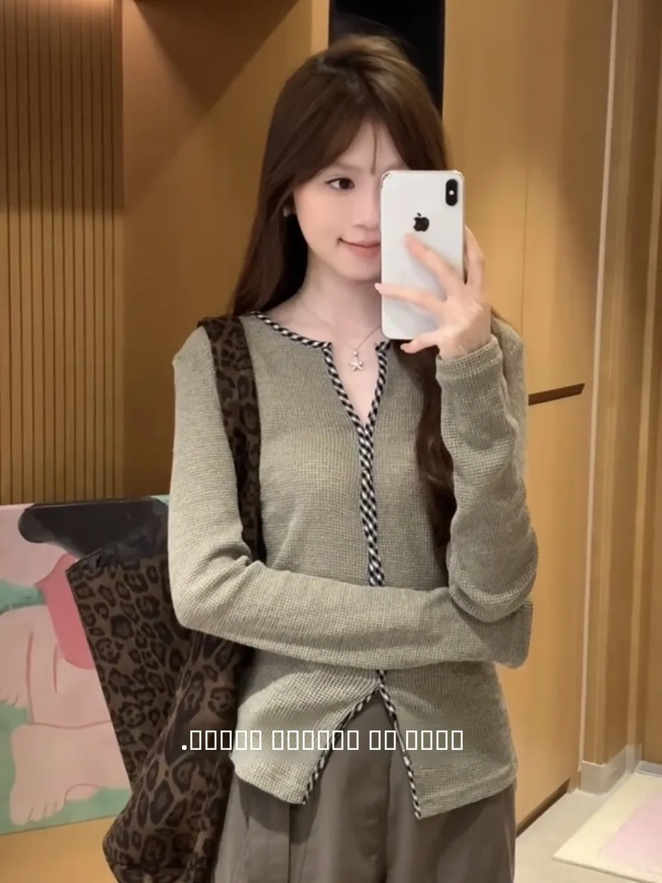 Chic Korean Sle Long Sve Knitted Sweater Women's V Ne Hollow out Slim Fit Autumn Design Base Top with Plaid Pattern