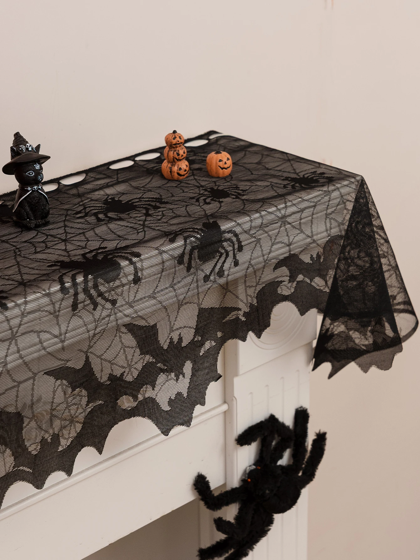 Halloween Short Curtains for Living Room Bedroom Cabinet Decor Spooky Dark Atmosphere Terroristic Scary Decoration