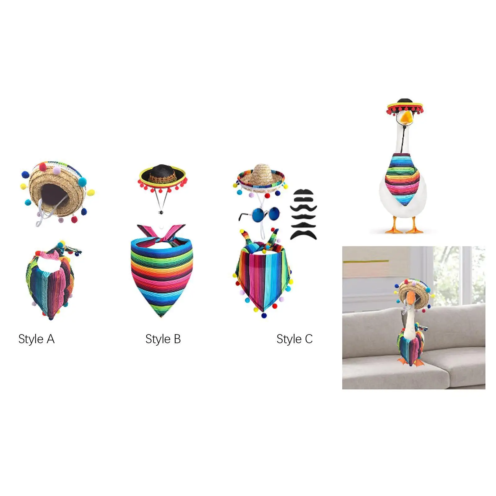 

Porch Goose Outfit Set with Colorful Scarf Birthday Party Favors Novelty Lawn