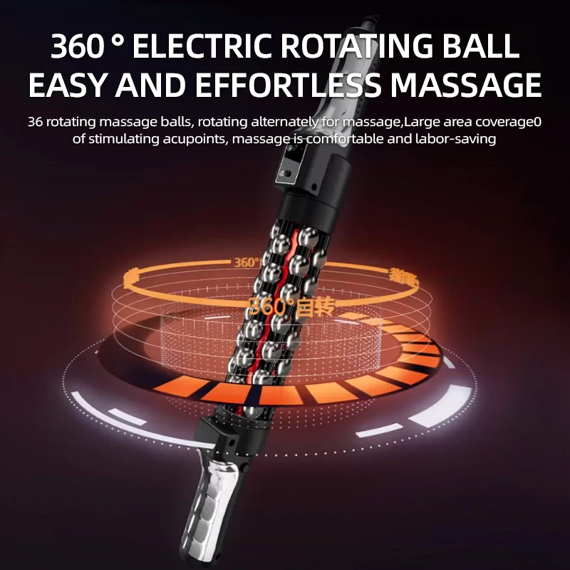 36W Relaxed Red Light Heated Massage Device Roll Massager 360 Rotating Inner Ball Roller For Whole Body Anti Cellulite