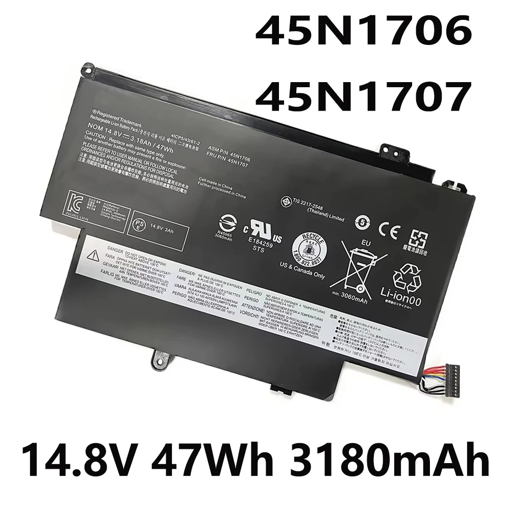 

45N1706 45N1707 14.8V 47Wh 3180mAh Laptop Battery For Lenovo Thinkpad 12.5" S1 Yoga S1-S240 S1-120 20CD00AJGE 20CDS00800 Series