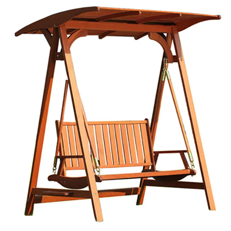 

Canopy Hanging Chair Wood Teak Two People Waterproof Swing Outdoor Chair Sets with Stand and Canopypromote sales