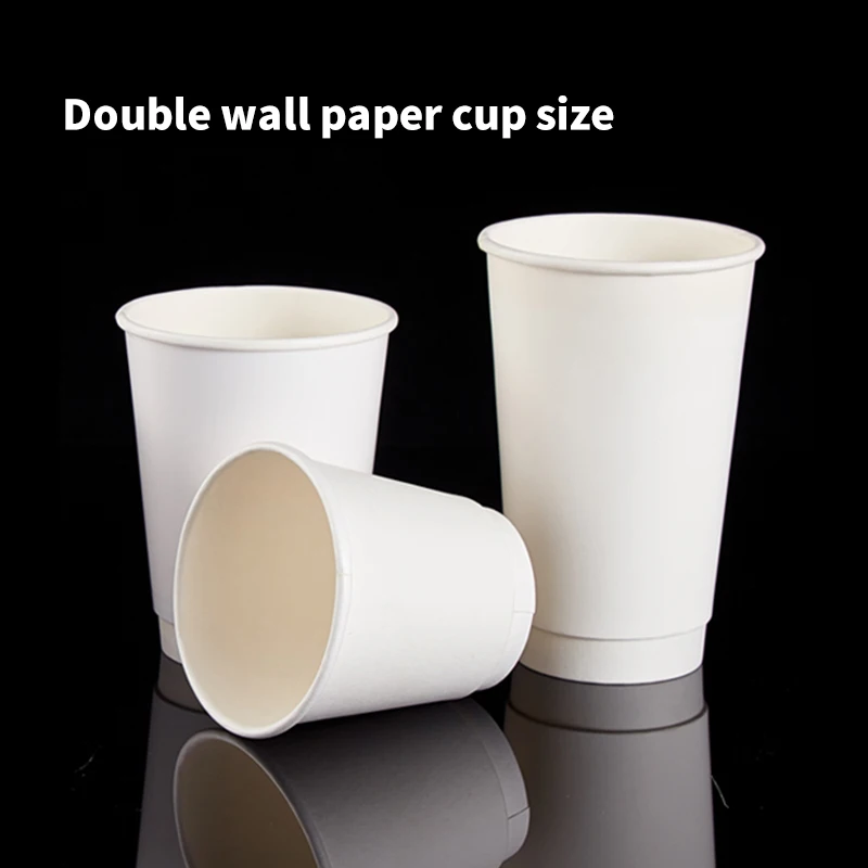 Vasos de papel para productos personalizados, estampados de fábrica, de doble pared, biodegradables, desechables, para bebidas