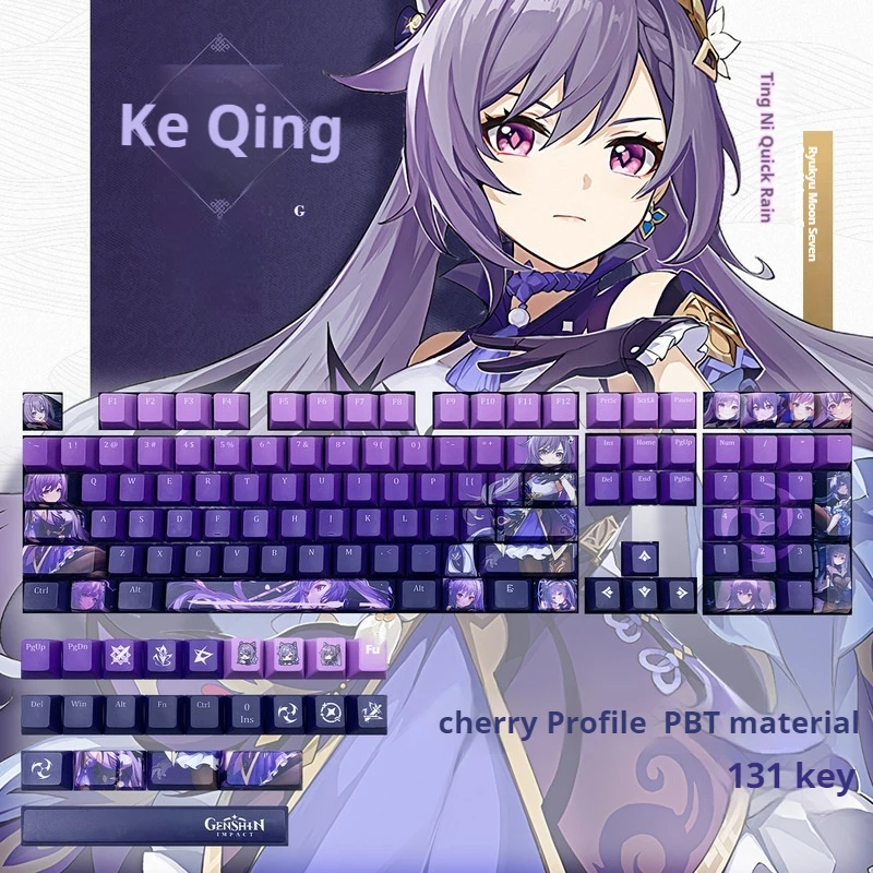 

Genshin Impact Theme Keycap 131 Key Cherry Profile Pbt Hot Sublimation Mechanical Keyboard Animation Peripheral Game Keycap