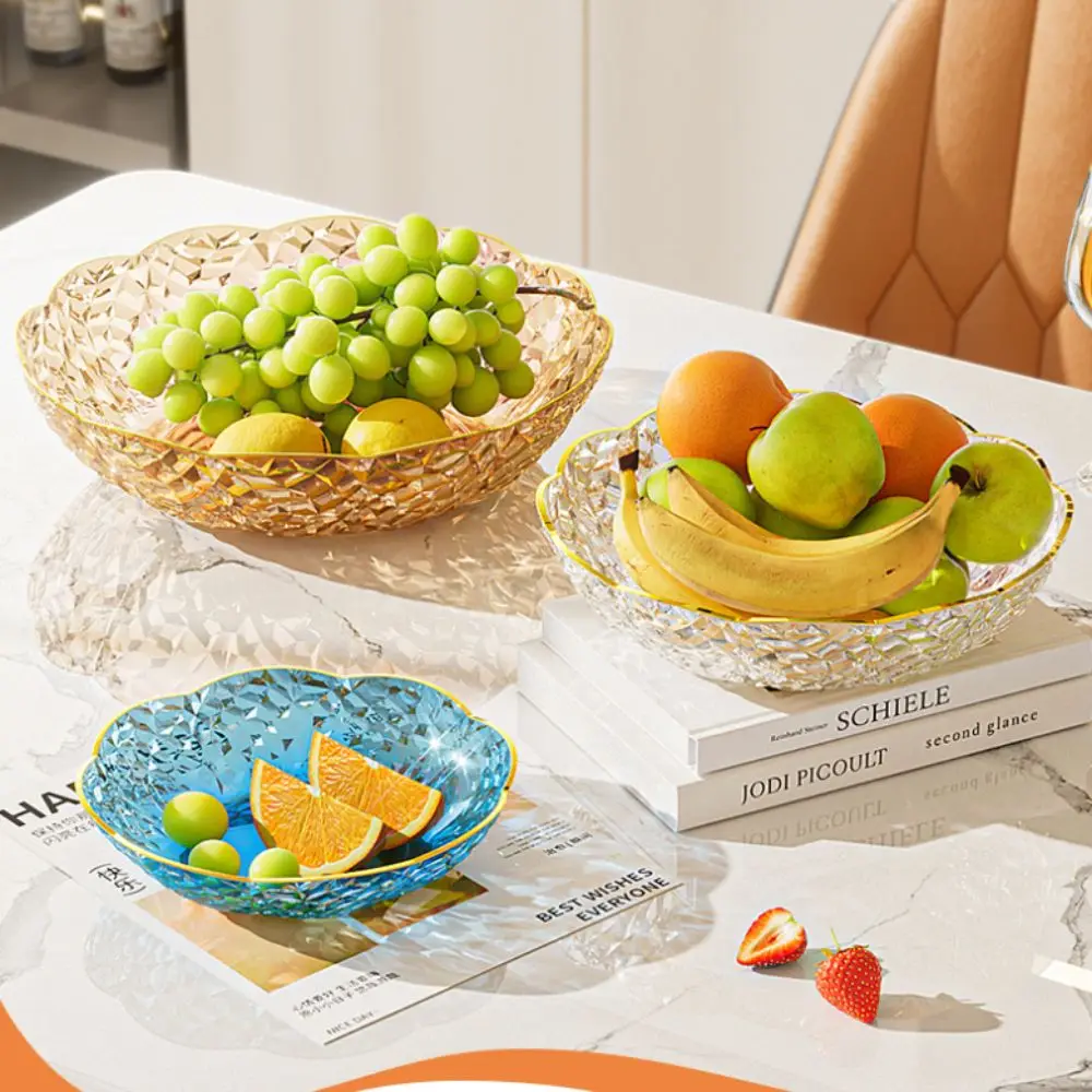 

Exquisite Flower Shaped Fruit Plate Diamond Display Dessert Salad Tray Light Luxury Transparent Snack Plate Household