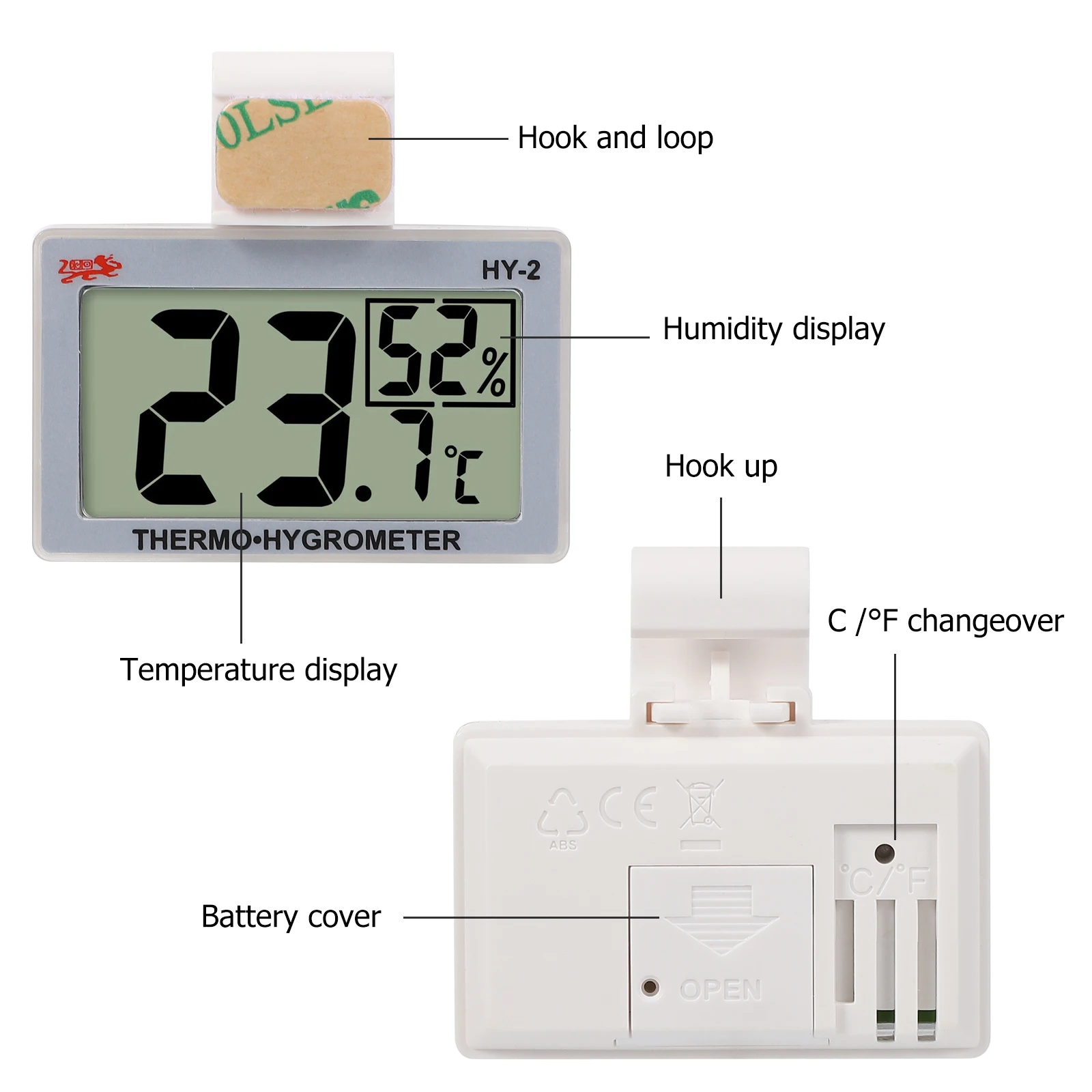 

Digital Thermometer Hygrometer Indoor Display Temperature Humidity Gauge Room Monitor Celsius Fahrenheit Conversion Hook