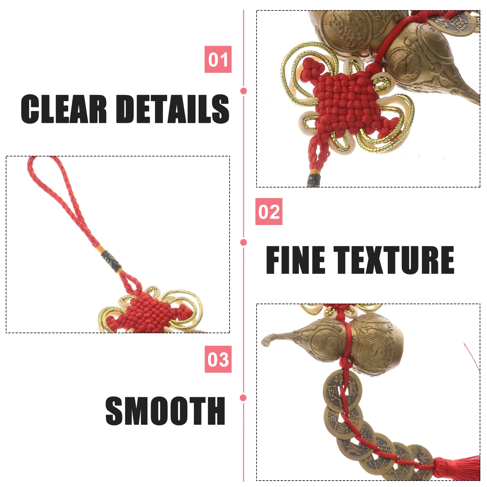 

Six Emperors Coins Gourd Pendant Ornament Statue Feng Shui Copper Luck Hanging Decorative Desktop Home Office Adornment