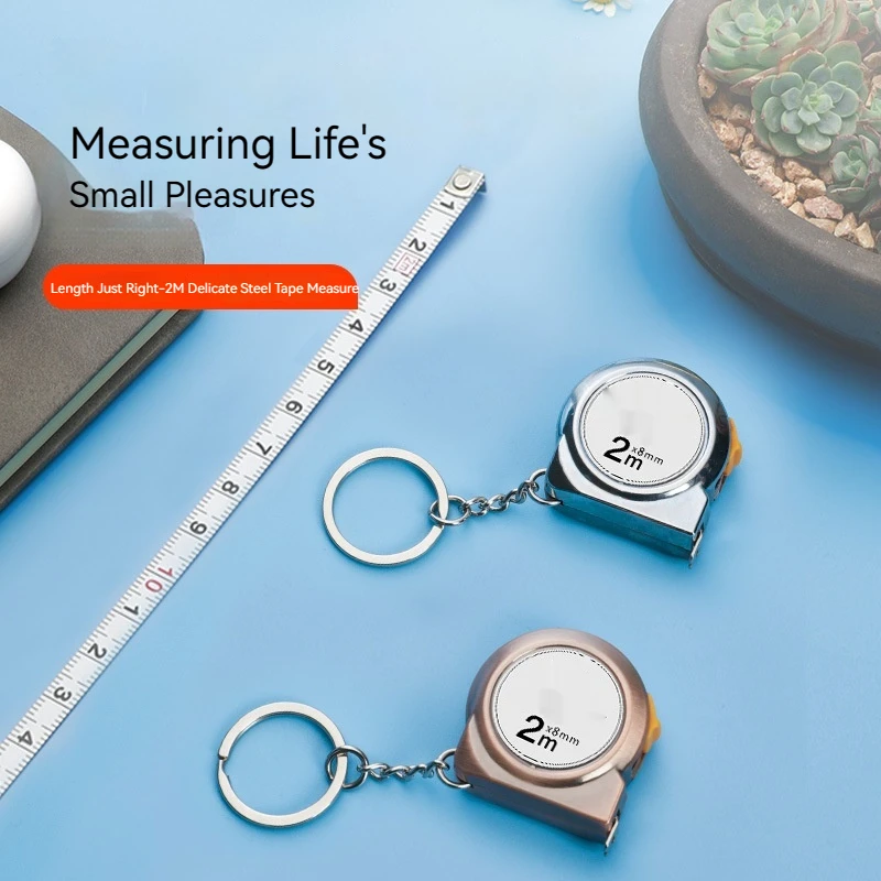 EDC Mini Keychain Tape Measure 2m Steel Tape Measure Delicate Small Steel Ruler Multipurpose Steel Tape Measure Gift Ruler