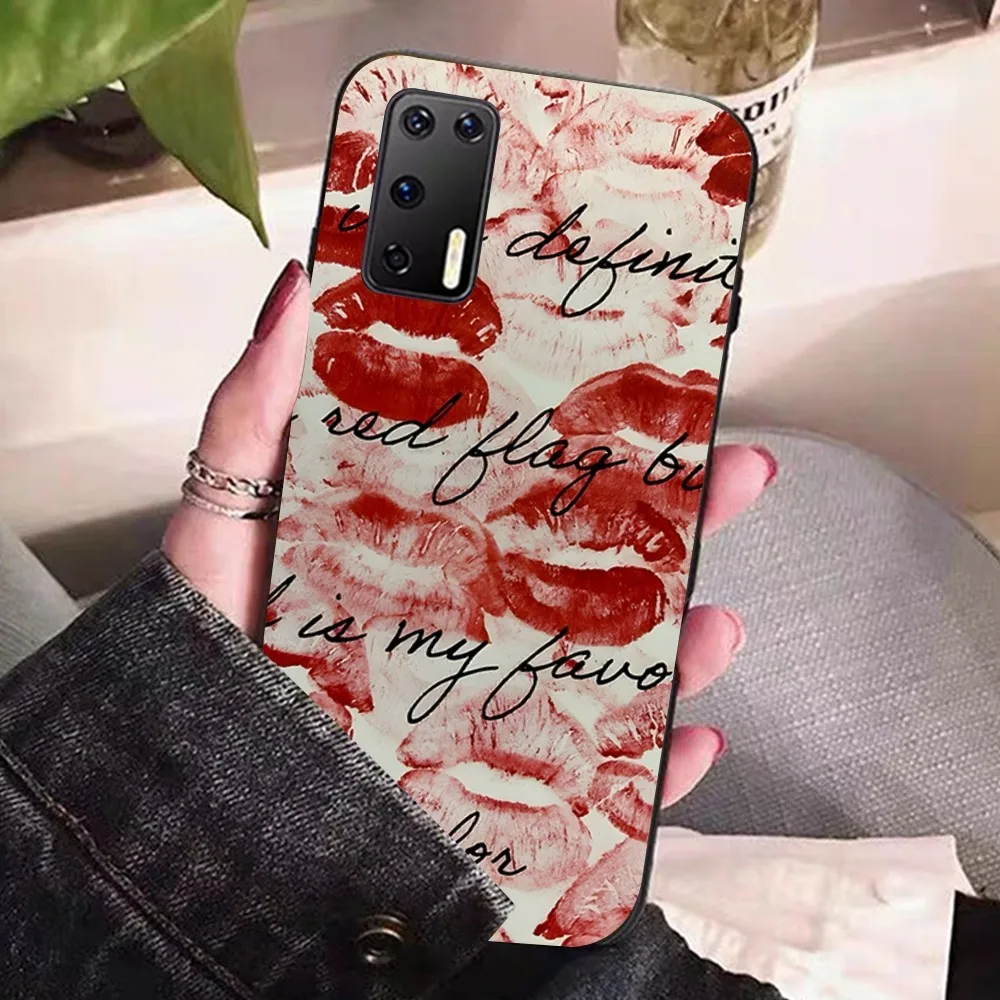 Hot Red Lip Print Phone Case For Huawei P 8 9 10 20 30 40 50 Pro Lite Psmart Honor 10 Lite 70 Mate 20lite