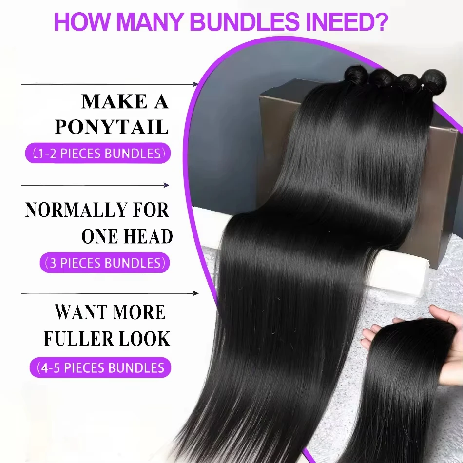 Straight Bundles Human Hair 12A Human Hair 4 Bundles Straight Hair 20 22 24 26 Inch Brazilian Human Hair Extensions image 4
