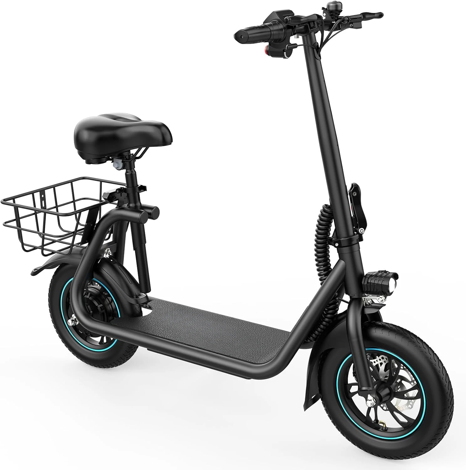 Electric Scooter with Seat for Adults, 550W Powerful Motor, 20-Mile Range, Speed up to 18.6MPH, Ample Storage for Pets & Cargo,