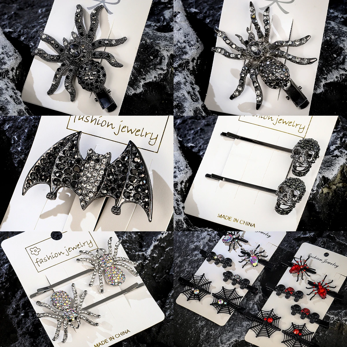 Halloween Black Collection Spinnen Fledermäuse Klassische Haarspange Tanzparty Kopfbedeckung Lustige Streichschädel Haarnadeln Haarschmuck – Detail 1