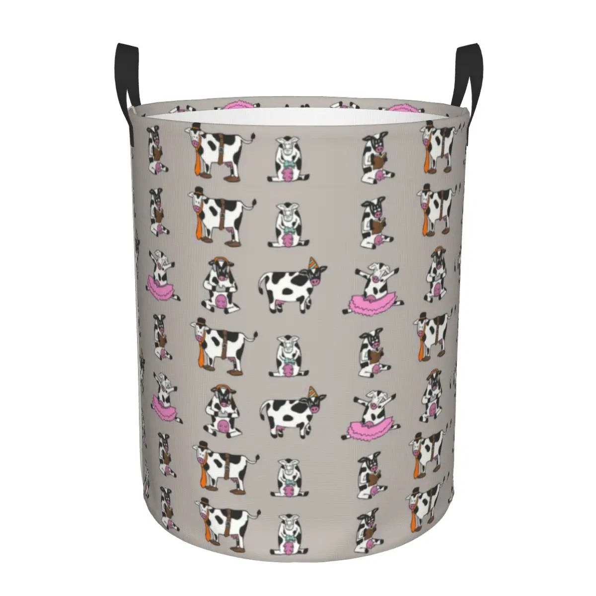 Custom Cute Cow Pattern Laundry Hamper Large Clothes Storage Basket Cattle Farm Animal Toy Bin Organizer for Boy Girl