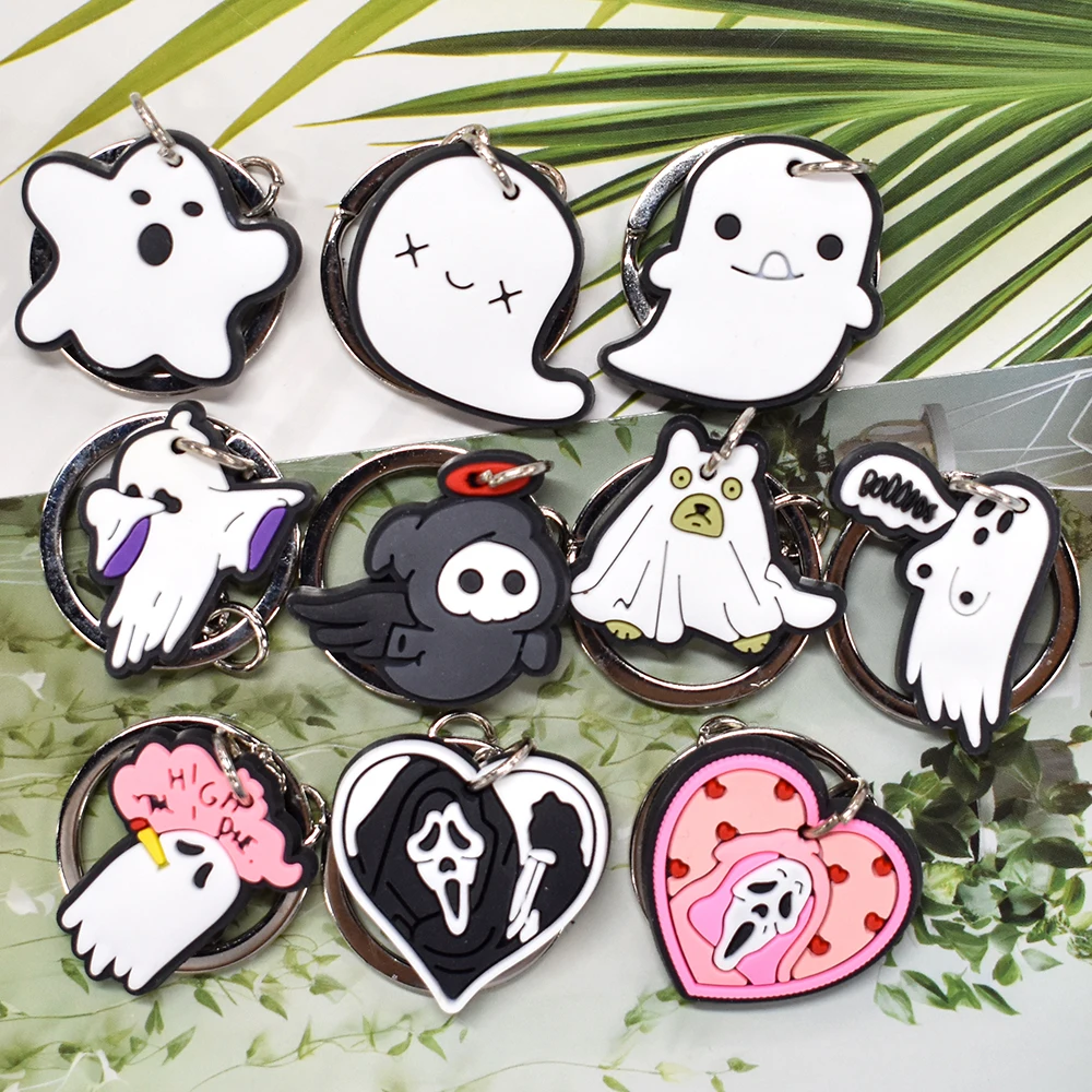 1PCS PVC halloween keychain ghost keyring clown keyframe suitable for adult car key gifts and accessories