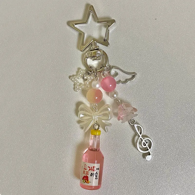 aesthetic y2k beaded green Japanese melon ramune soda star keychain and korean soda keychain