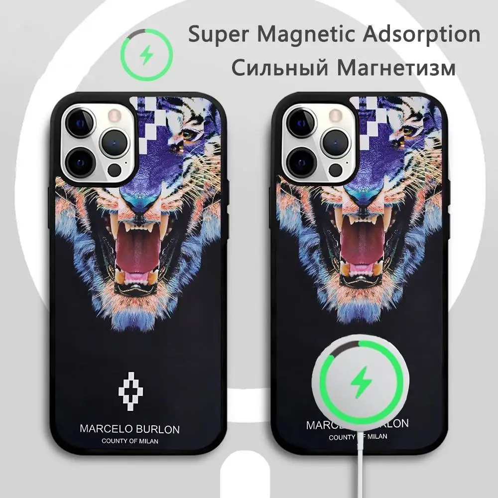 Epc Marcelo Burlon County Of Milan حافظة هاتف مغناطيسية قوية لهاتف آيفون 16 15 14 13 Pro Max 11 12 Mini لـ Magsafe