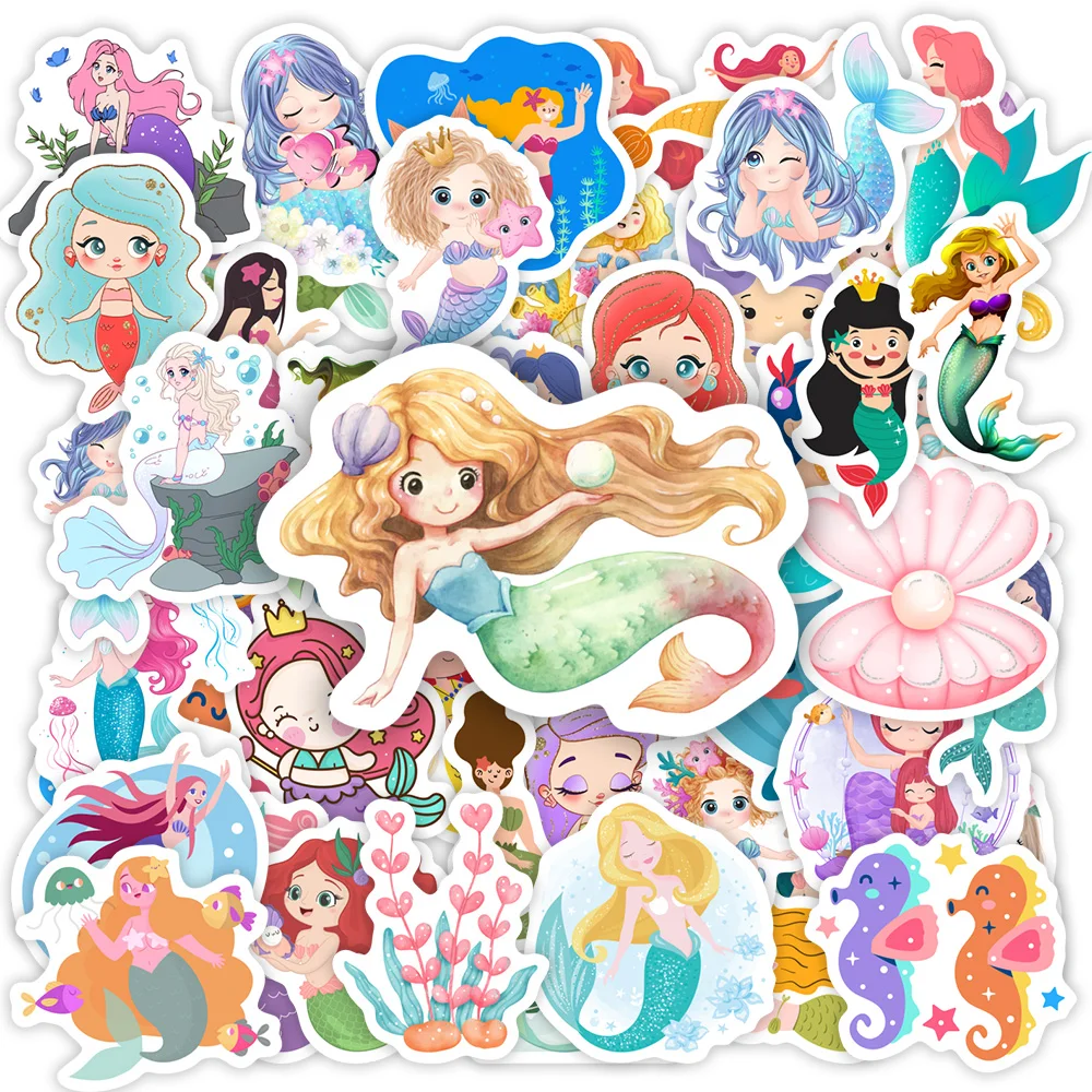 Kawaii Cute Cartoon Mermaid Stickers DIY Toy Gift Decorative Decal for Phone Luggage Laptop Bottles Scrapbook Waterproof