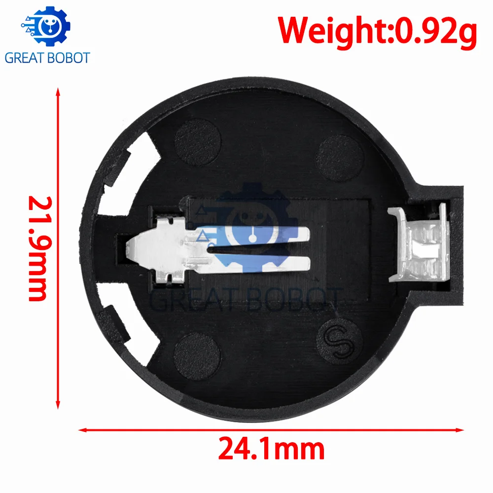 10/100-Pack CR2032 Button Cell Socket - Maker-Friendly Battery Holder for DIY Electronics Projects