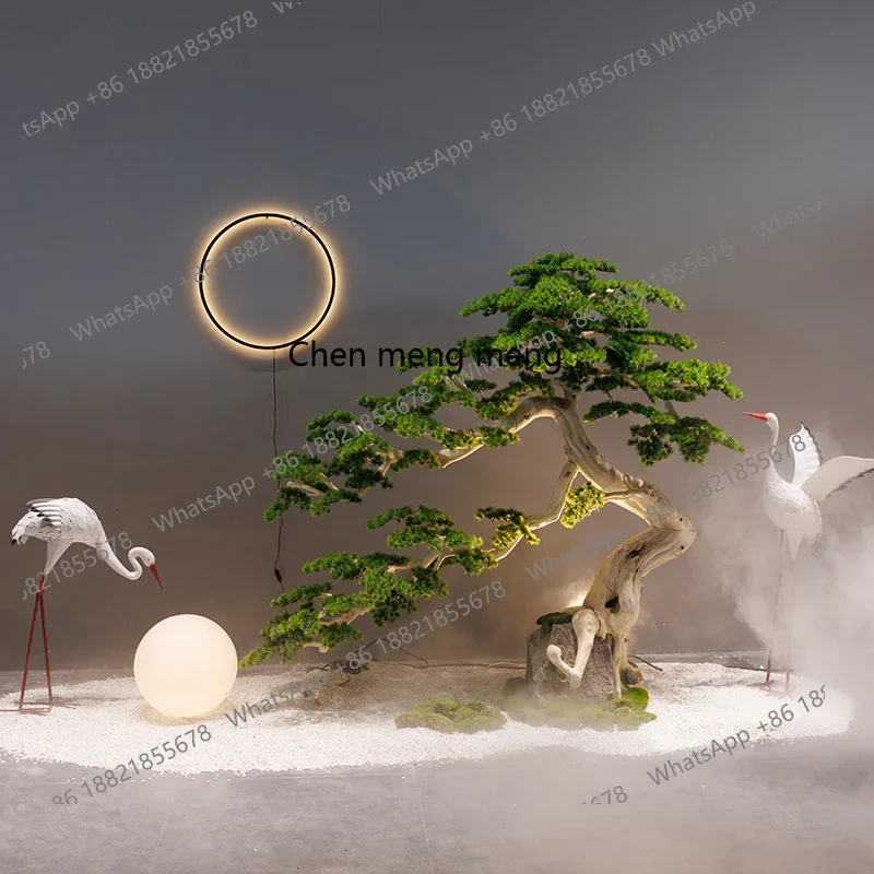 H178Welcome pine large fake tree simulation tree Chinese interior landscaping, entrance window and stone landscape
