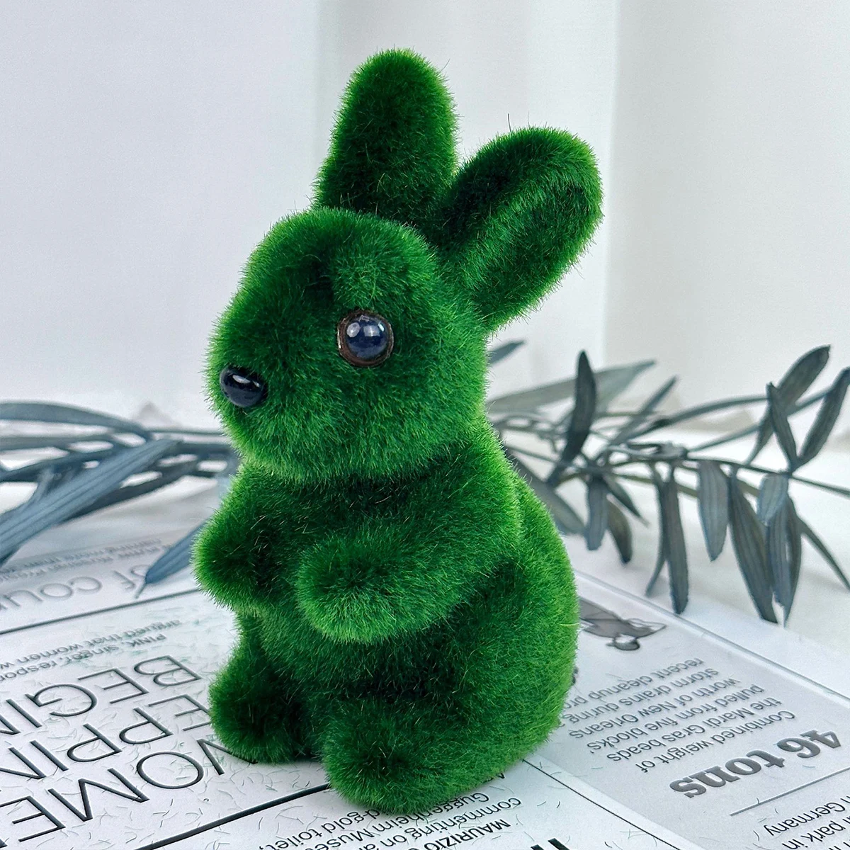 Mini Rabbit Foam Flocking Lovely Bunny Ornament Cute Easter Decoration Bunny Miniature Figurines Home Garden Landscape Miniature