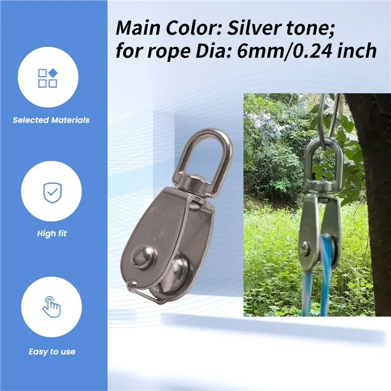 Aug. Crane Pulley Block M15 Lifting Crane Swivel Hook Single Pulley Block Hanging Wire Towing Wheel 10Pcs