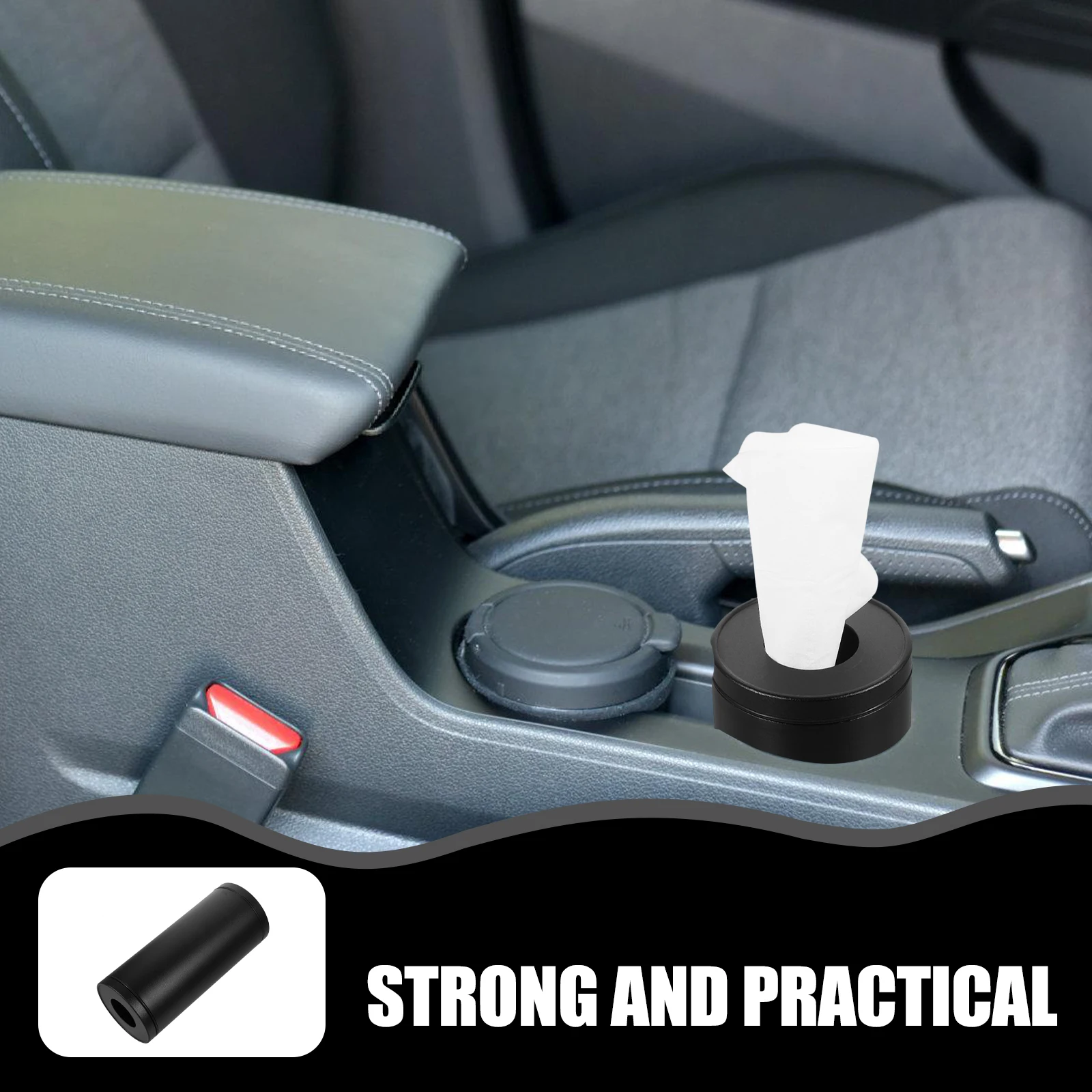 

Aluminum Car Box Black Round Holder Refillable Tissue Box Refillable Cup Dispenser Small Storage Solution for Cars