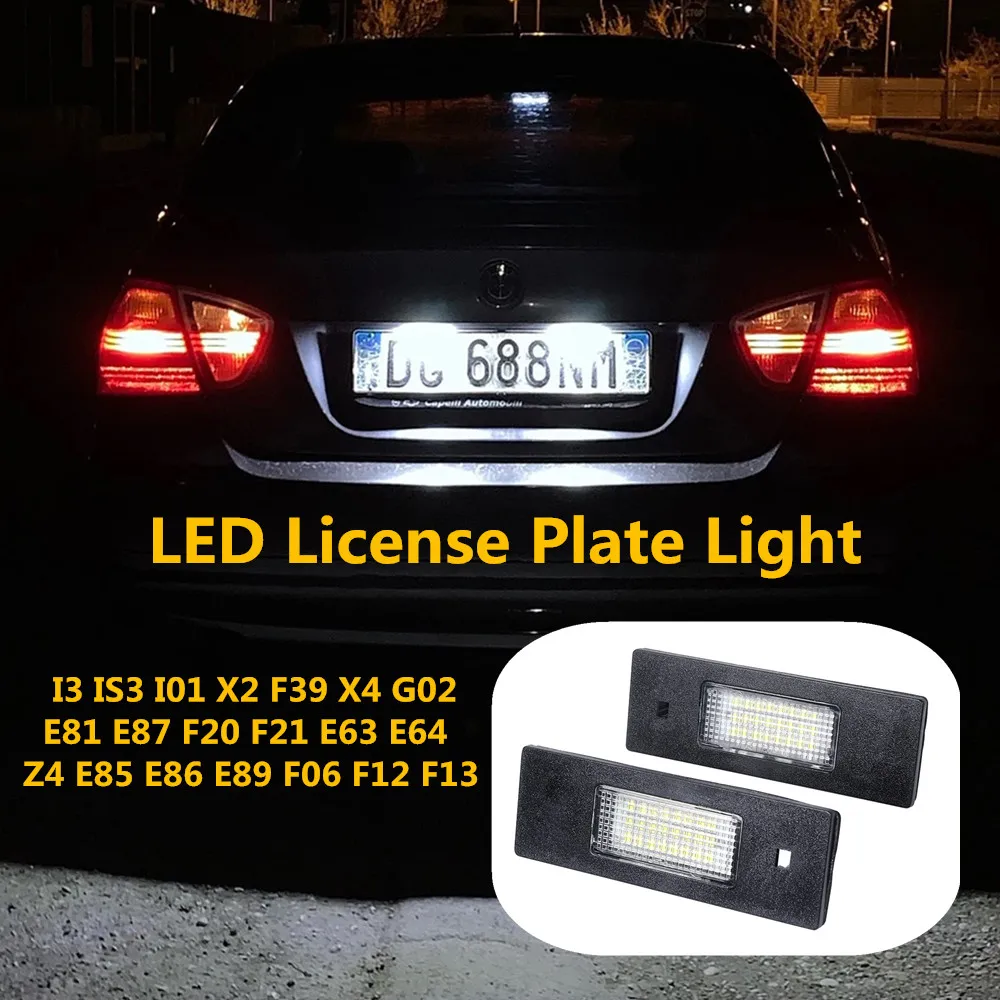 

2PCS White Error Free LED Car License Plate Light Bulbs Accessories For BMW Z4 E85 E86 E89 F06 F12 F13 E81 E87 F20 F21 E63 E64