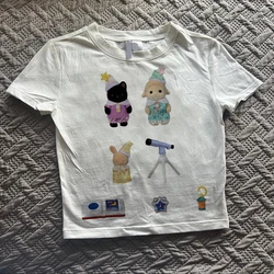 Y2K Letter Print Vintage High Street Aesthetic T-shirt 2000's Crop Top Summer Punk Short Sleeve Clothes Casual Streetwear Tshirt