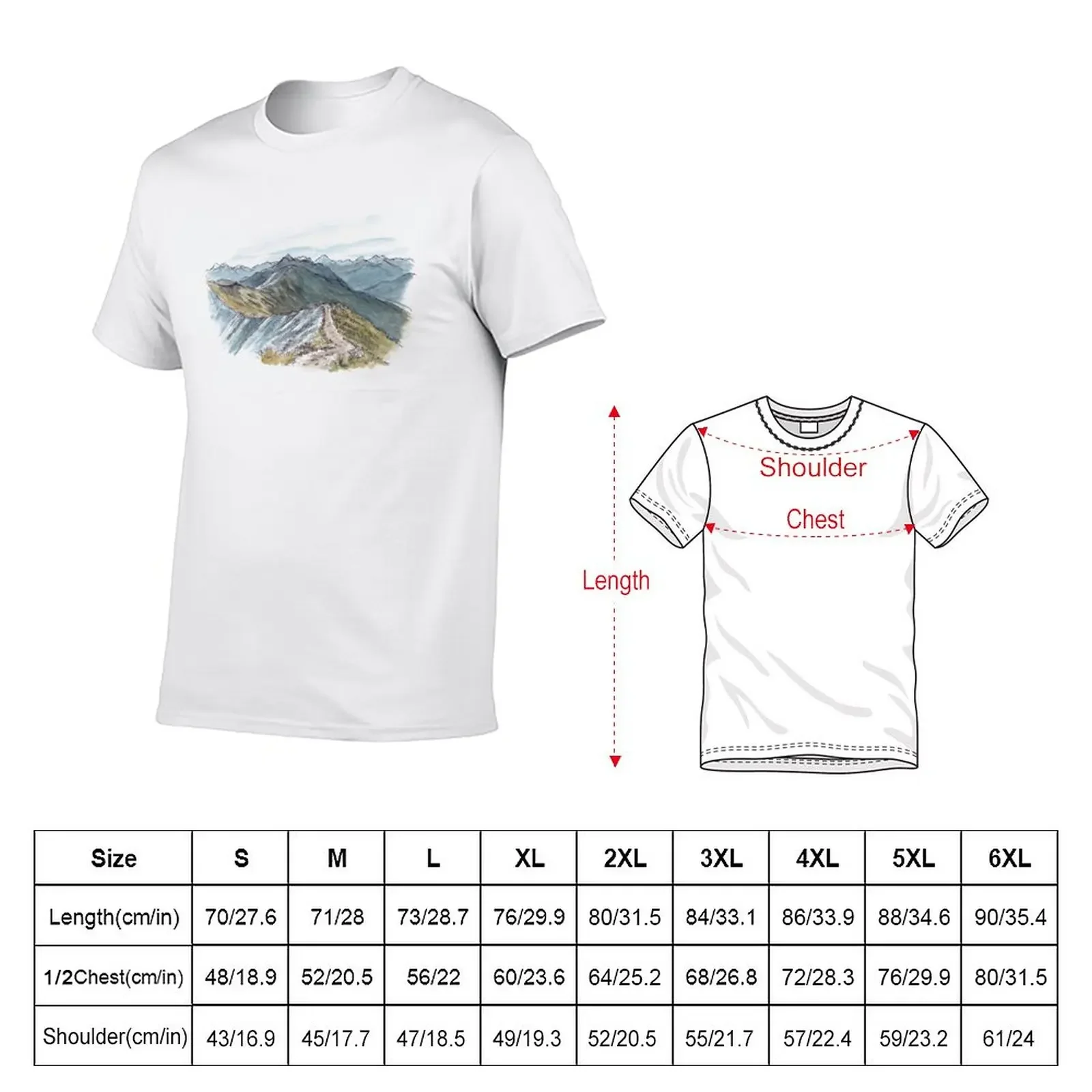 Kepler Track Great Walk Watercolour T-Shirt korean fashion graphics Short sleeve tee mens plain t shirts