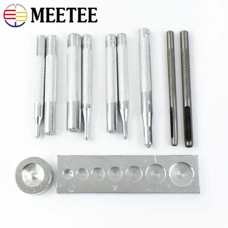 Meetee 1set Snap Buttons Fastener Press Tool Kit DIY Manual Leather Craft Bag Button Buckle Installation Accessories