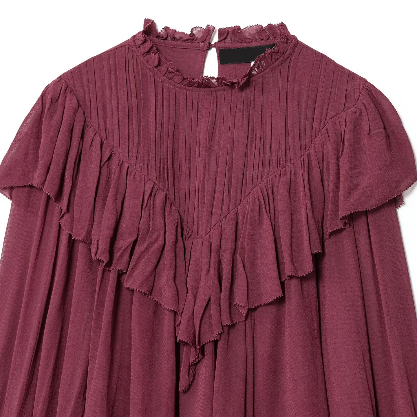 

Faionable Women's Sle irt with Lace Trim Decoration Chiffon Material Loose Fit Long Sve Skin-friendly Breathable