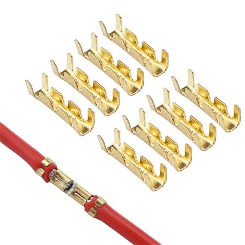 Electrical Wire 0.5-1.5mm2 Gold Brass Plated Tin Surface Uninsulated Female Spade Terminal Connectors Terminals Crimp