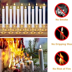 Flameless konische Kerzen, 6-24 Stücke, batteriebetriebene, funkelnde Kerzen, LED-Kerzen, falsche Wachskerze für Weihnachten Hochzeitsdekoration 10 Hauptverkäufe Weihnachtskandlestick - №10