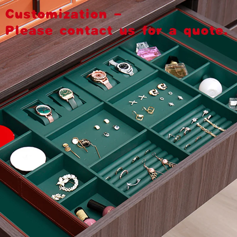 

custom.Custom Large Wardrobe Closet Darwer Leather Velvet Watch Jewelry Ring Organizer Display Tray Jewelry