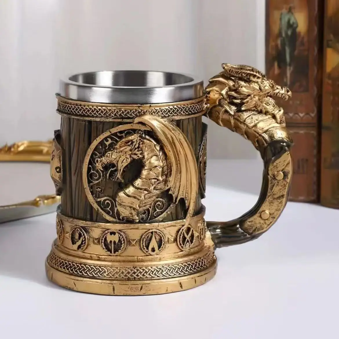 

Vintage Punk 3D Embossed Stainless Steel Beer Mug - Faucet Design Water Cup, Unique Home Decor & Gift, Stylish Household Tankard