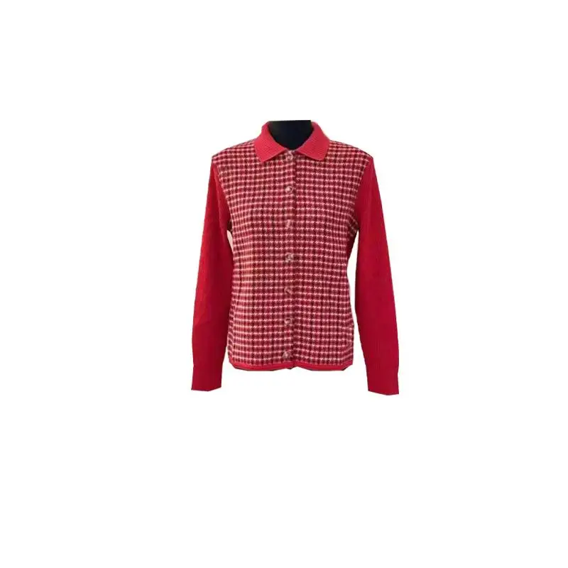 

Красный клетчатый вязаный свитер, пальто GDragon ex Autumn Faion Small Fraance Sle Long Sve ort Length, кардиган с откидным воротником
