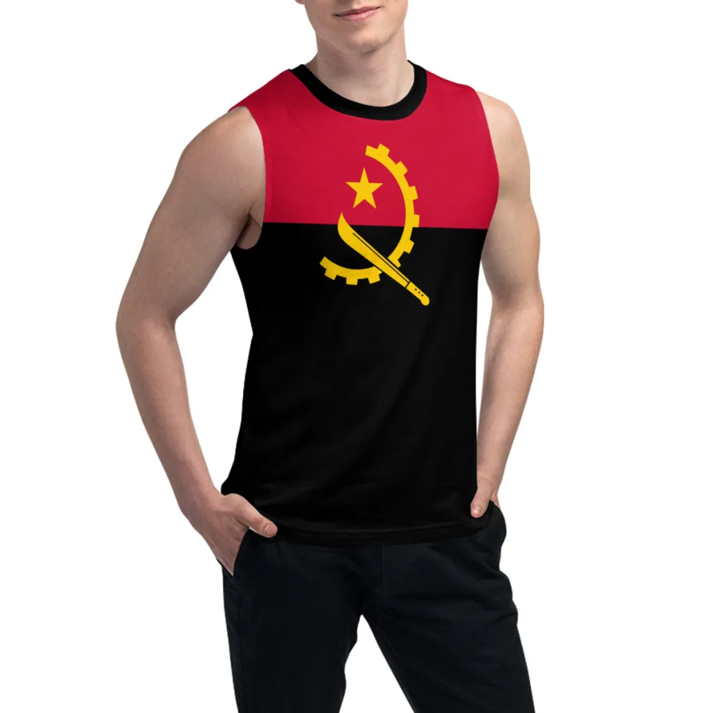 Sleeveless T-shirt Angola Flag 3D Men\'s Boys Tshirt Gyms Tank Tops Fitness Joggers Basketball Training Vest