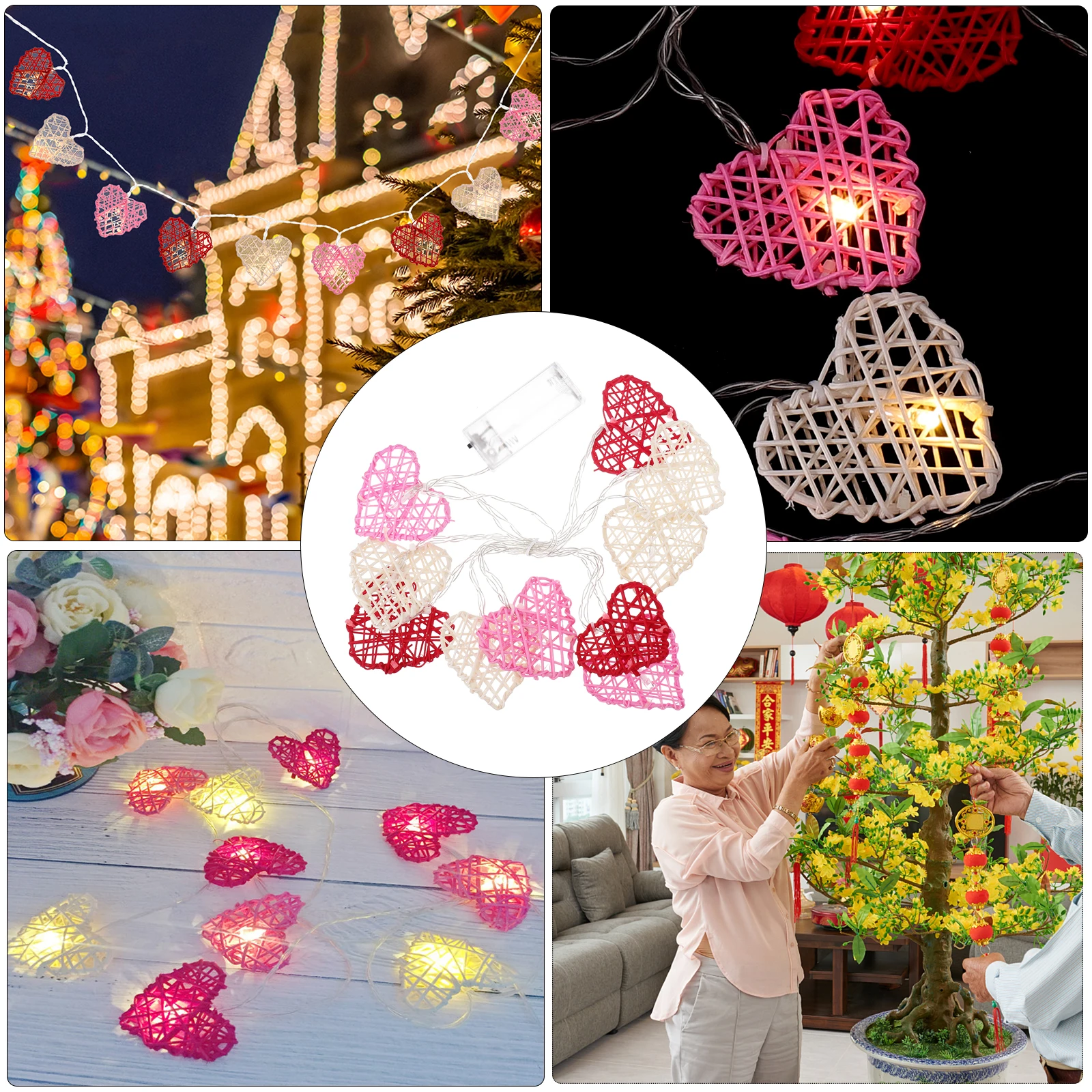 1セット ハート型 LED ライトストリング プレミアム装飾籐 ウェディングパーティー バレンタイン 記念日 誕生日装飾 お祝い