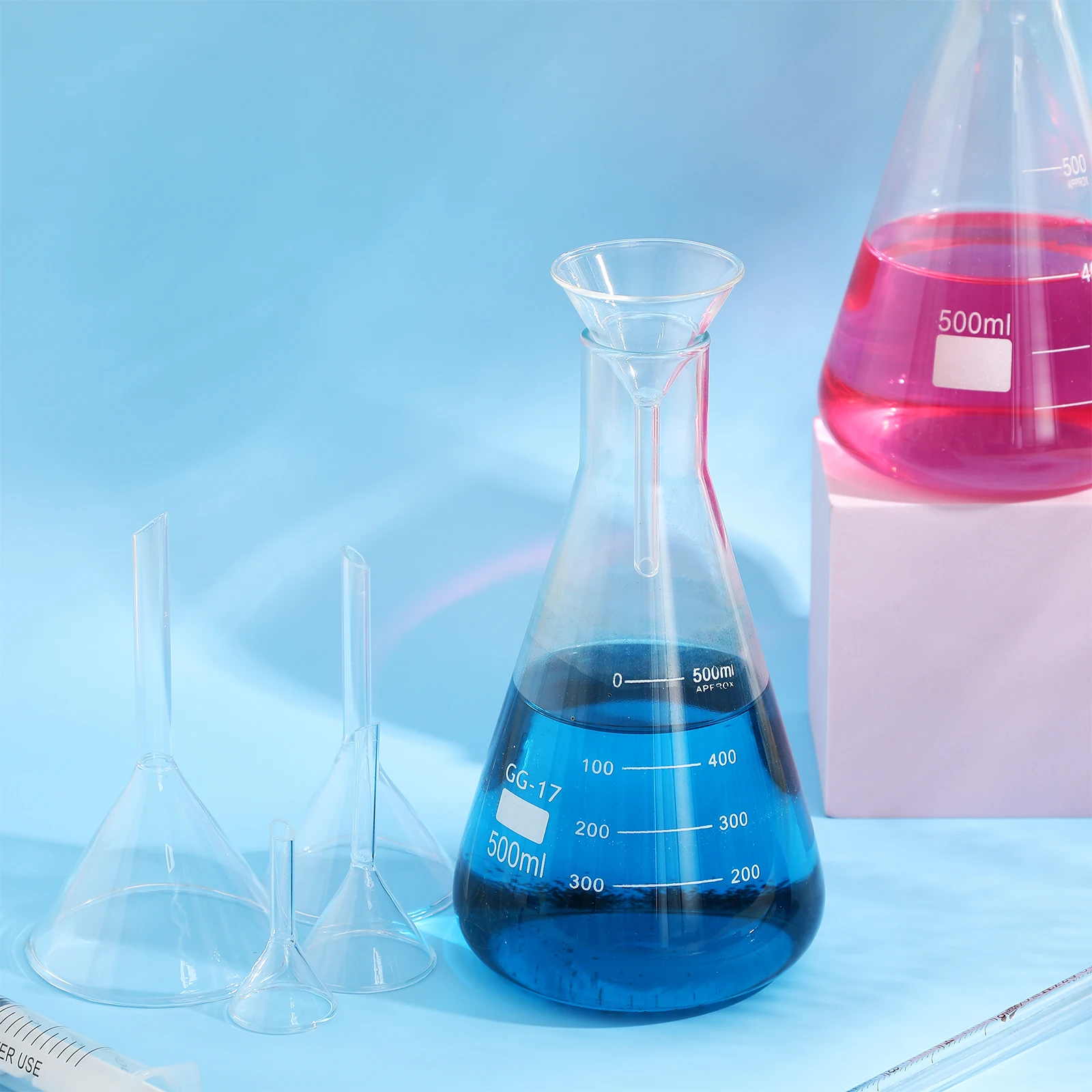 

5Pcs Glassware Triangle Funnel Fire Polished Rim Feeding Funnel for Lab Analytical Chemistry Equipment