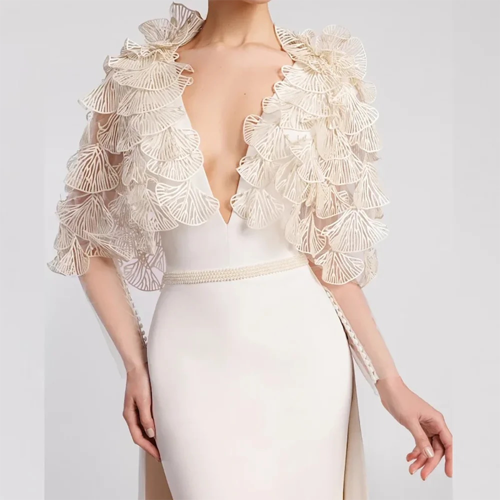 Luxury V-Neck Appliquins Half Sleeve Mermaid Formal Evening Dresses Birthday Party Prom Gowns Customized image 3