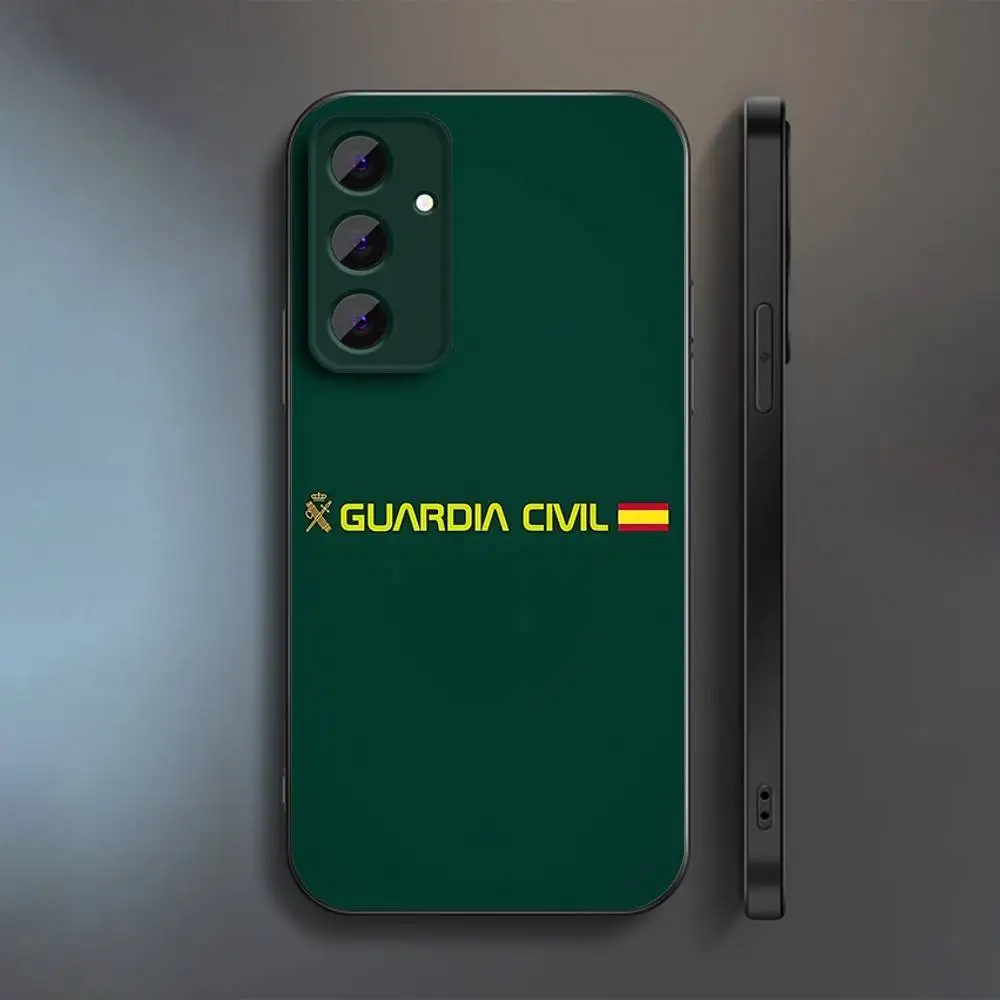 スペインガード民間エンブレム電話ケースサムスン S 25、24、23、22、30、21、10、9、ウルトラ、プラス、ライト、FE、4、5 G ソフトブラックケース