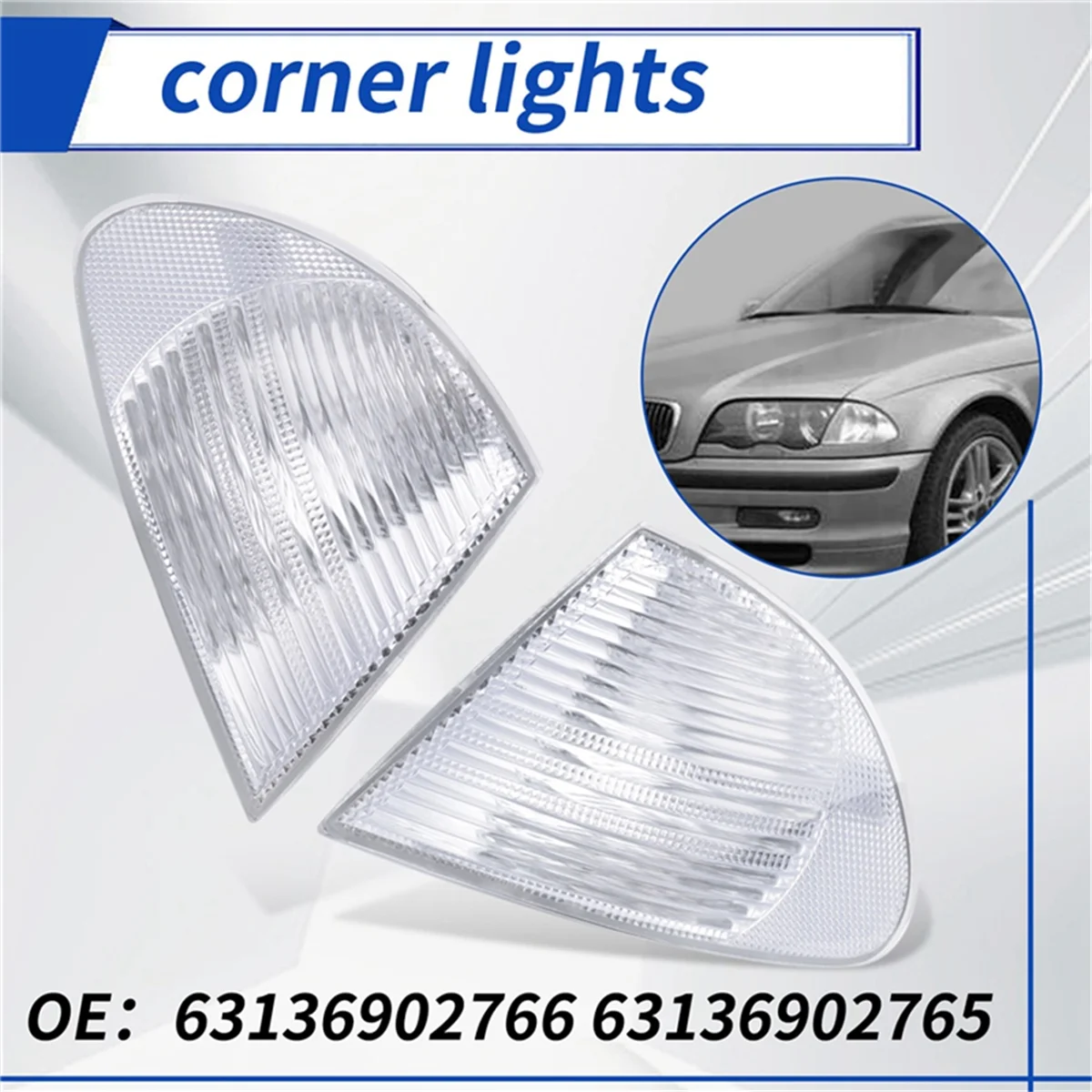 

M53K_1Pair Front Corner Light Turn Signal Lamp Lenses for BMW