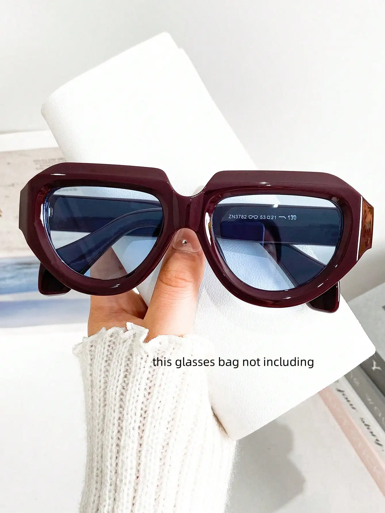 

Bold Burgundy Cat Eye Sunglasses with Thick Frame for Women and Men