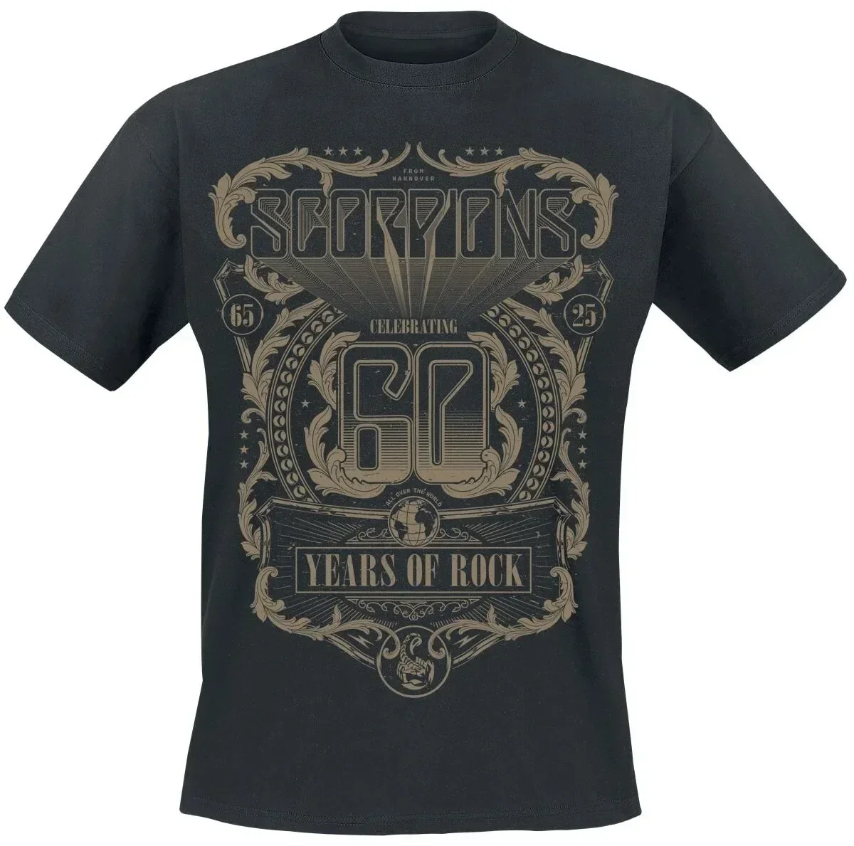 Scorpions Retro Skorpion & Gitarren Grafik T-Shirt Atmungsaktives Streetwear-Shirt – Detail 4