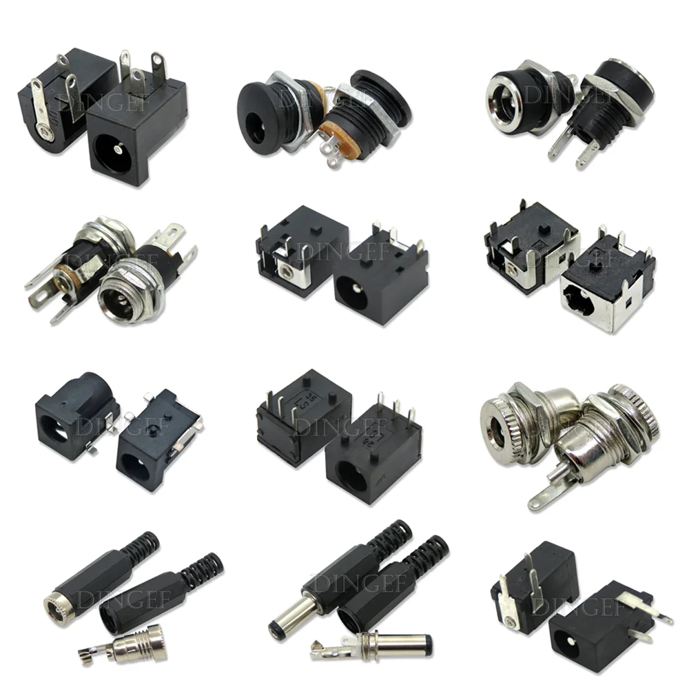 10PCS/lot DC Power Jack Socket Connector 5.5*2.1mm 3.5x1.3 Male Female DC005 DC022 DC099 DC plug socket Nut Panel Mount Adapter