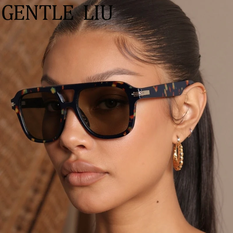 

Oversized Square Punk Sunglasses Women 2025 Luxury Brand Classic Vintage Double Beam Sun Glasses Outdoor Driving Eyewear Shades